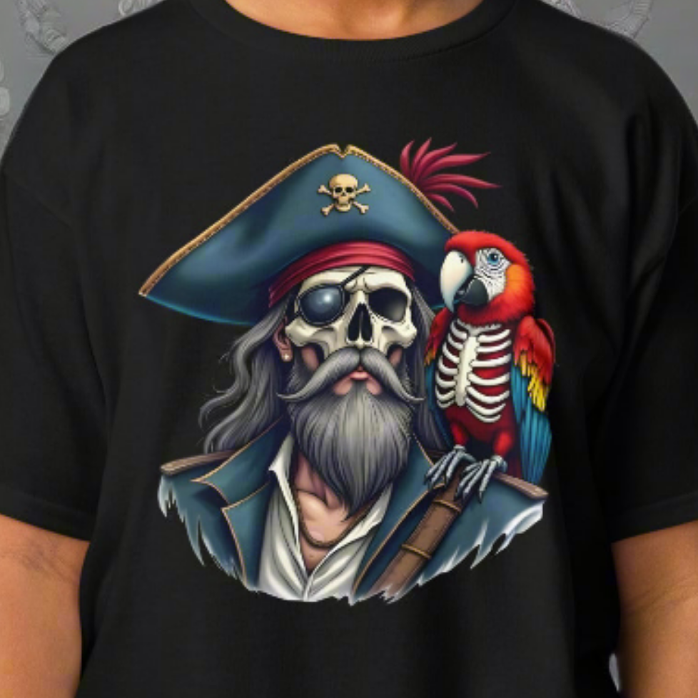 Youth Skeleton pirate & release the Kraken Twin print classic tee