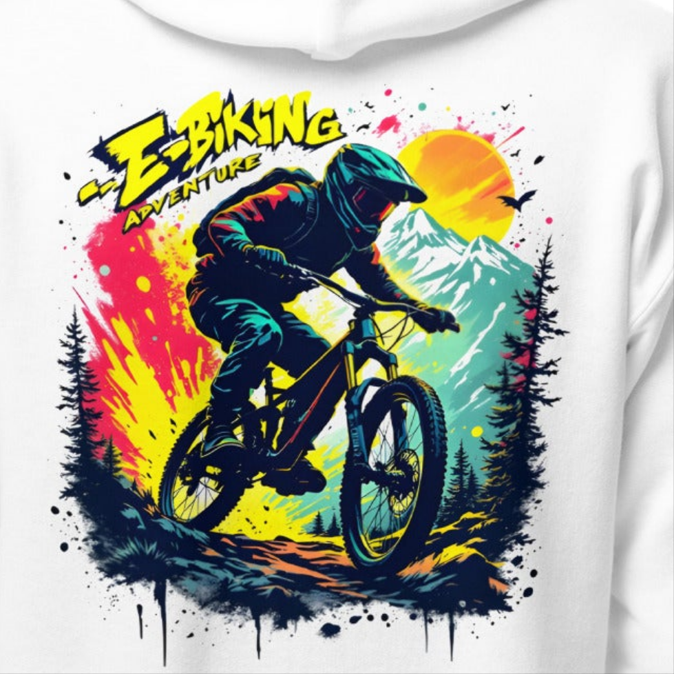 Youth Unisex E-bike adventure graffiti style heavy blend hoodie