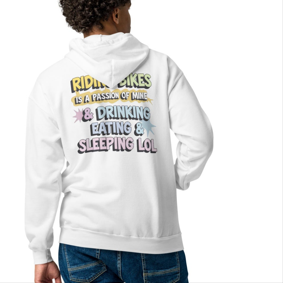 Unisex Just white Love riding bikes MTB heavy blend zip hoodie