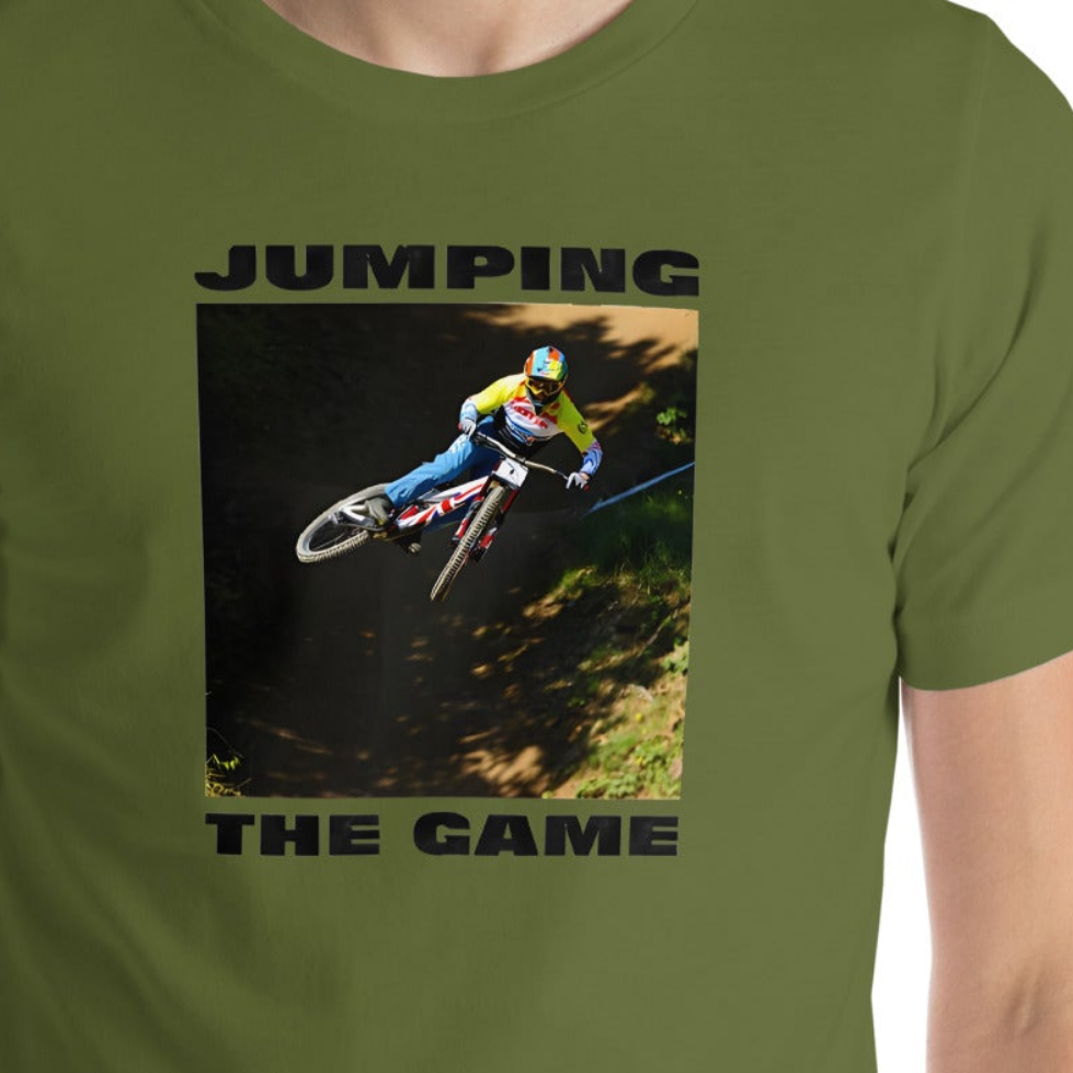 Men's jumping the game mountain bike style t-shirt