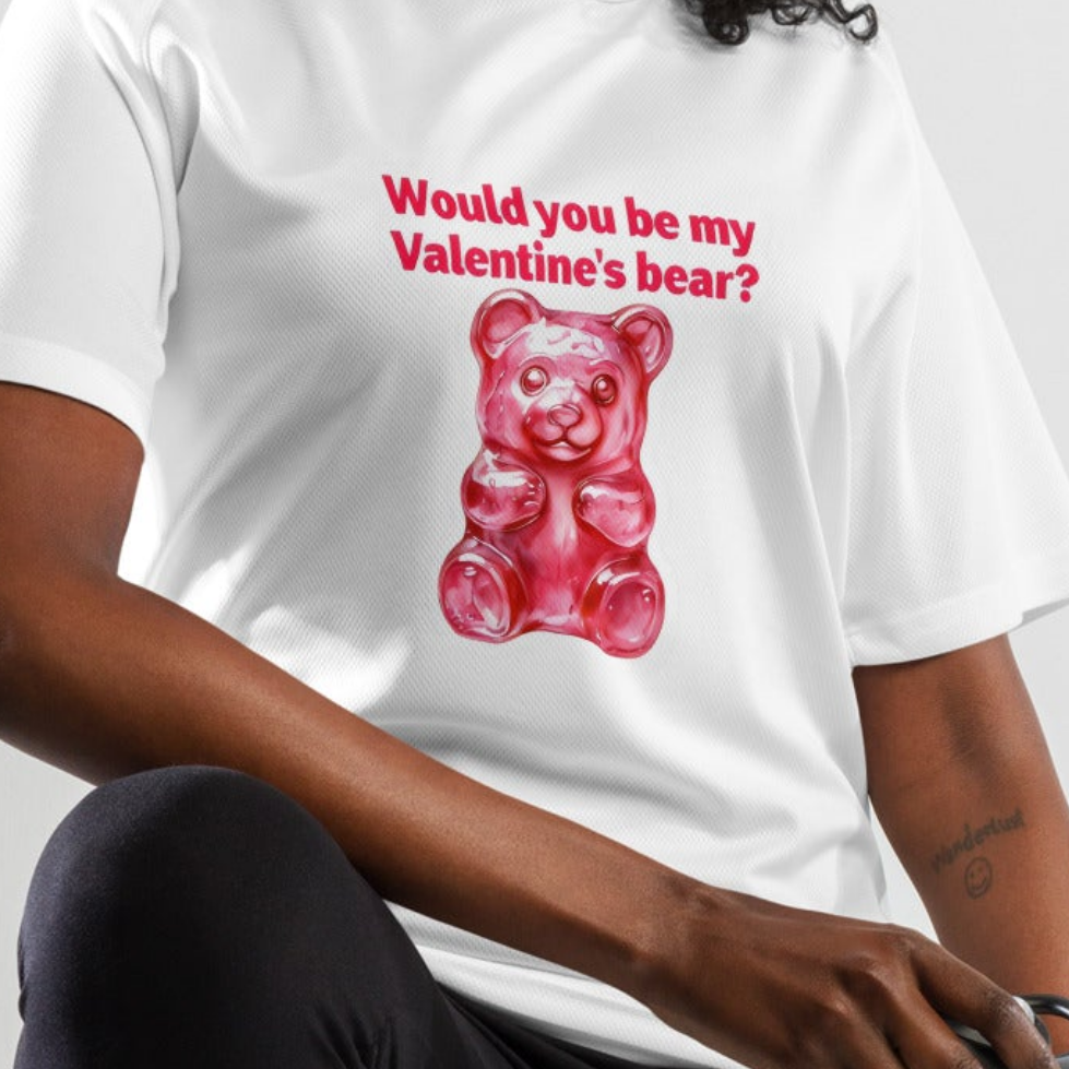 Women's gym why gummy bear Valentine's Dryer fit material sports jersey