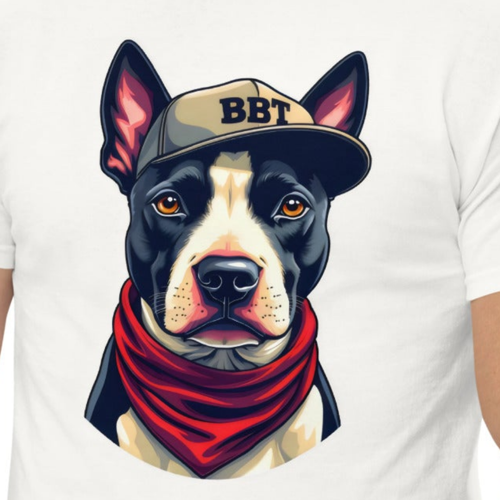 Unisex Black English bull terrier wearing scarf classic tee
