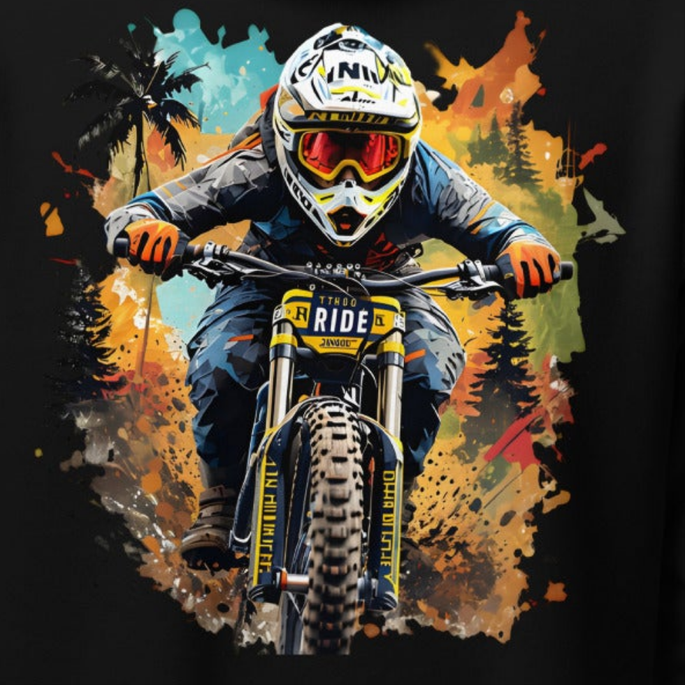 Youth downhill face on race rider heavy blend hoodie