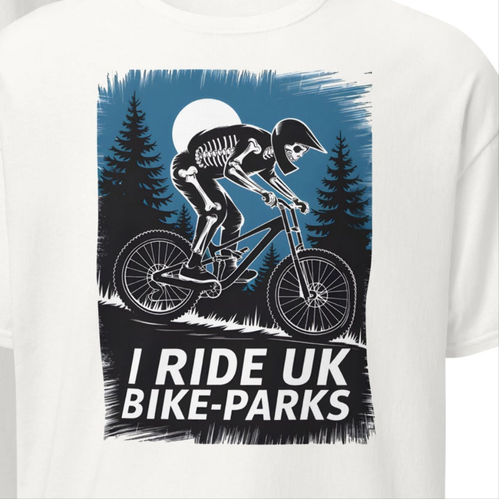Unisex I ride UK bike parks Skeleton rider classic tee