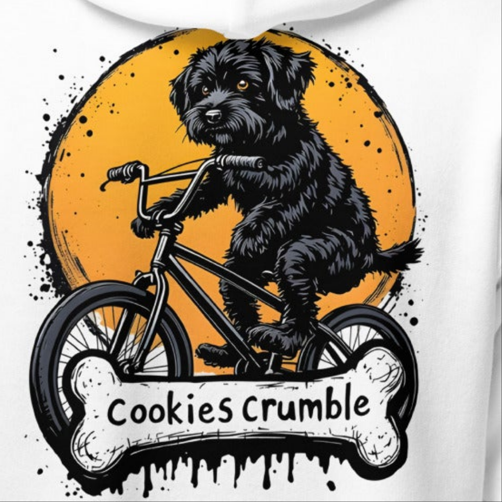 Youth Cockapoo riding BMX Cookies heavy blend hoodie