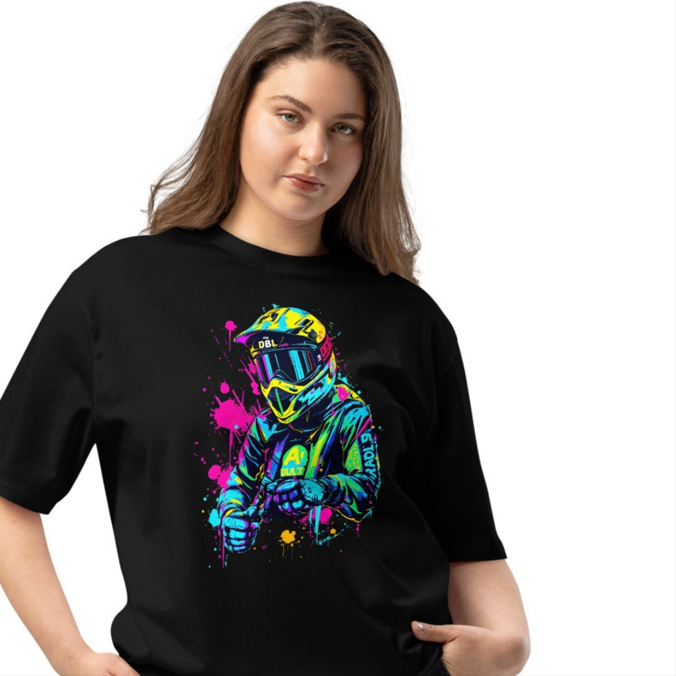 Oversized Psychedelic bike art series-2 heavyweight t-shirt