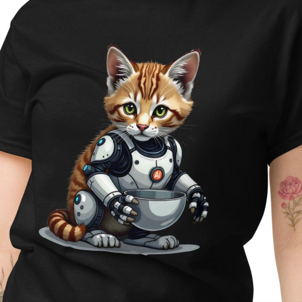 Unisex Hybrid aI cat with bowls classic tee