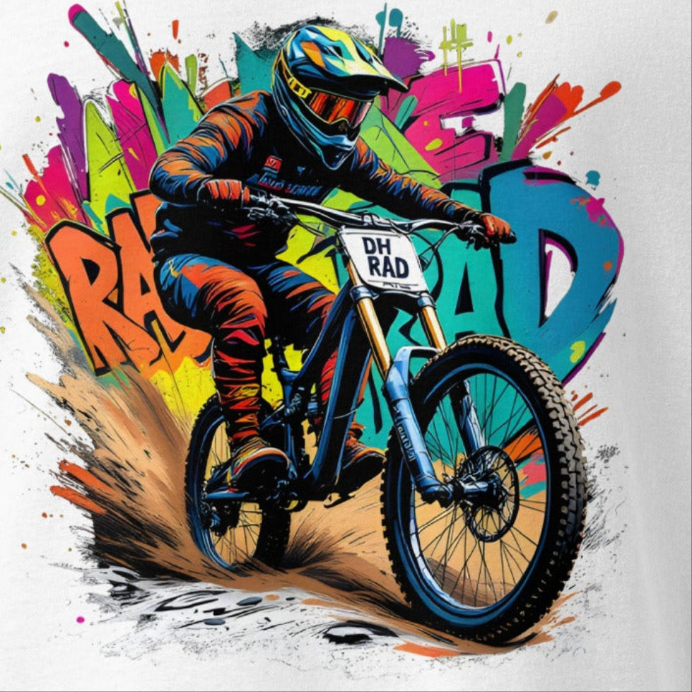 Oversized Graffiti style downhill mountain biker heavyweight t-shirt