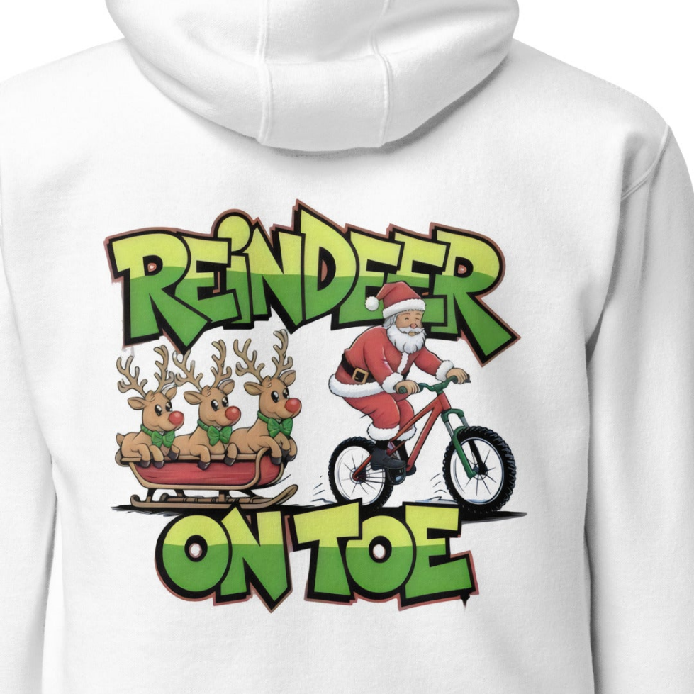 Unisex Retro reindeer on toe Father Christmas Hoodie