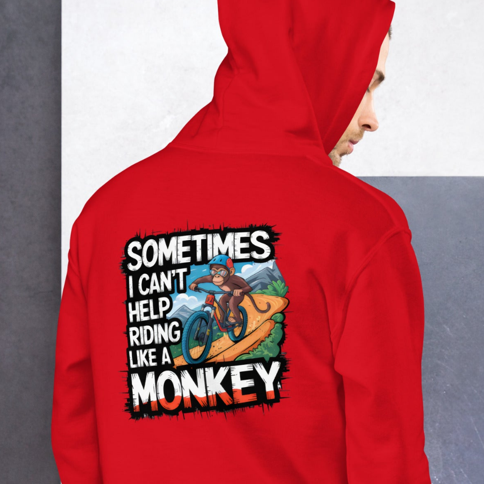 Unisex Riding like a Monkey Cartoon style Premium Hoodie