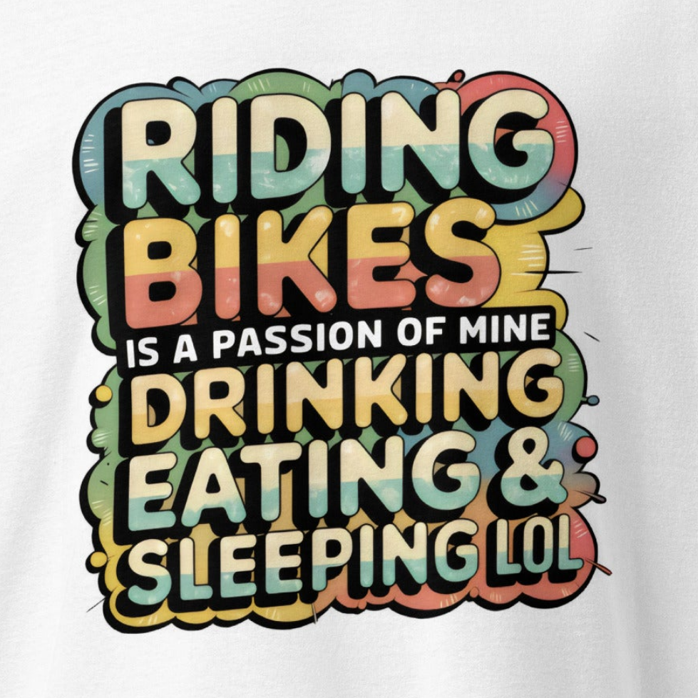 Oversized Just white Love riding bikes MTB heavyweight t-shirt