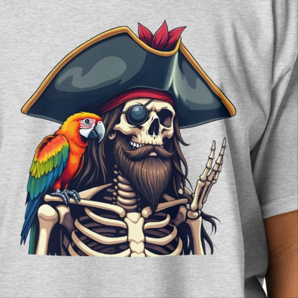 Youth skeleton pirate & parrot classic tee