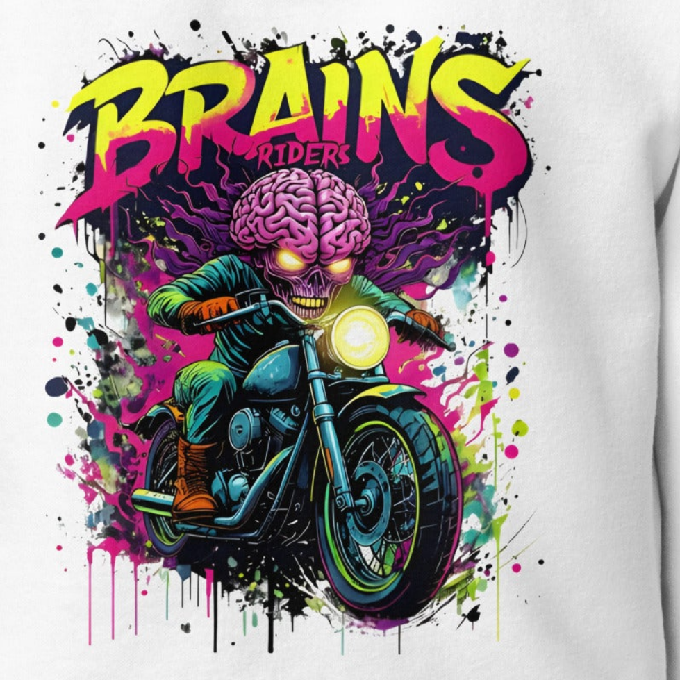 Unisex Brains rider on motorcycle graffiti design premium Hoodie