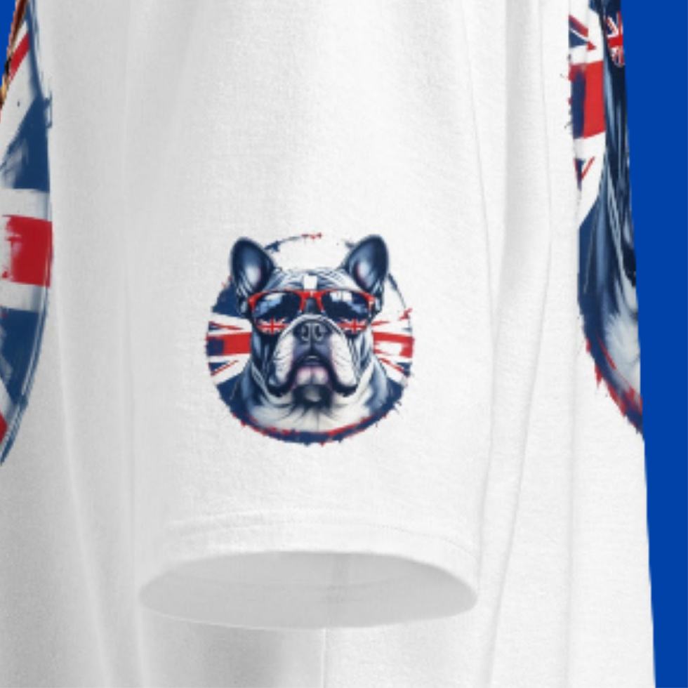 Oversized 3 Sided print British bulldog British flag heavyweight t-shirt