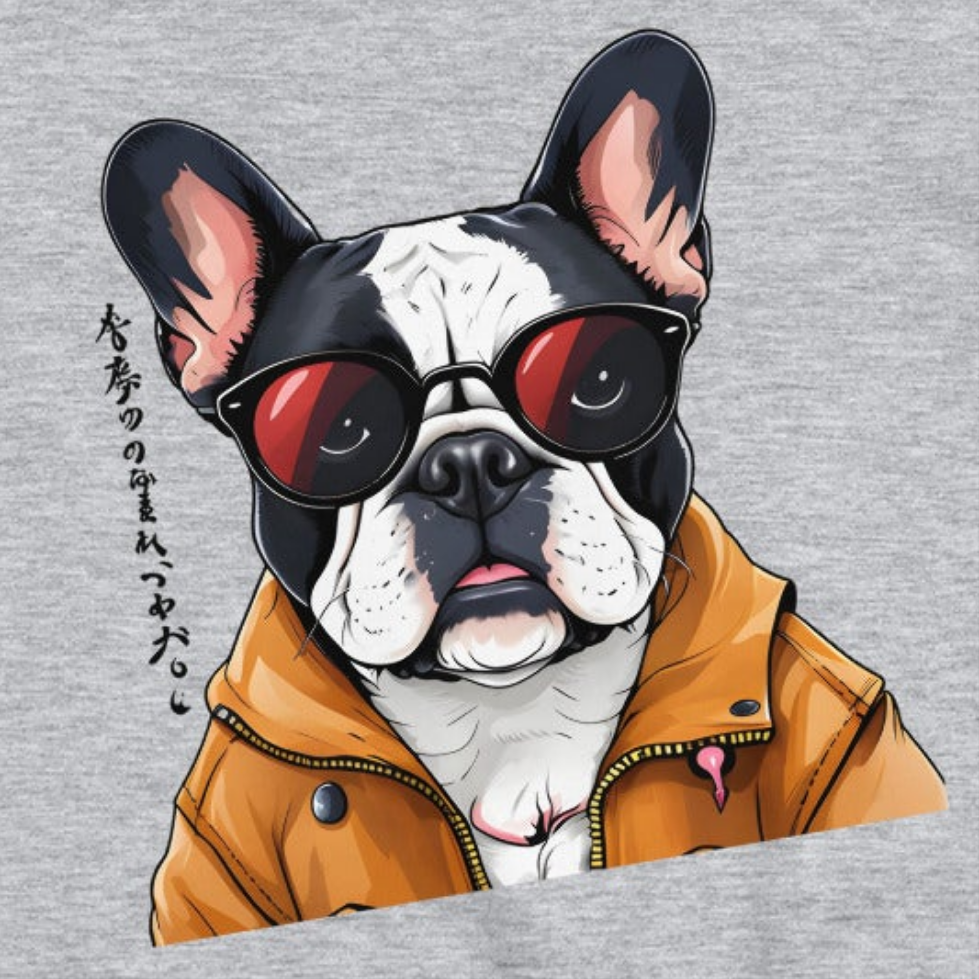 Unisex Japanese retro style French Bulldog Hoodie