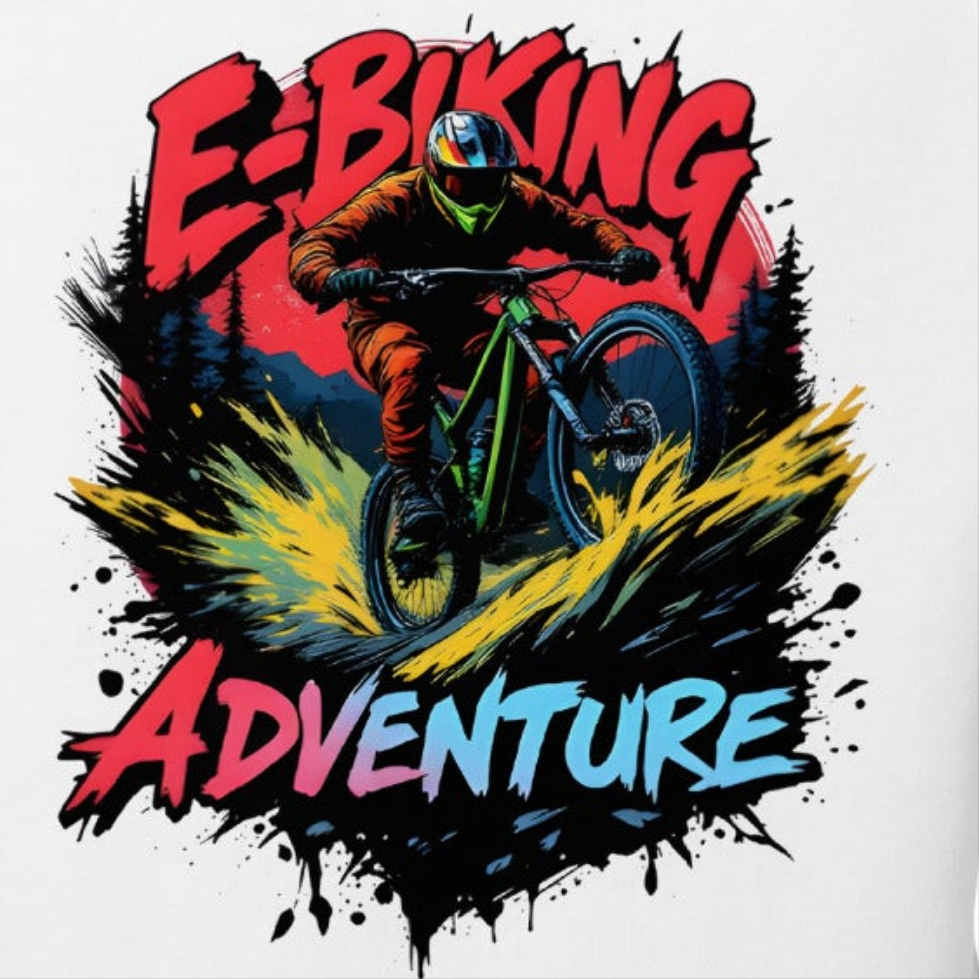Unisex E-bike adventure graffiti style organic raglan sweatshirt