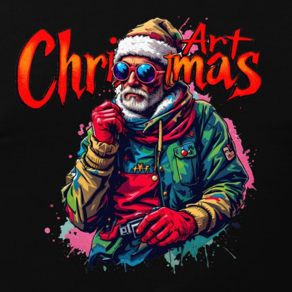 Unisex Christmas art cool looking street artist Hoodie