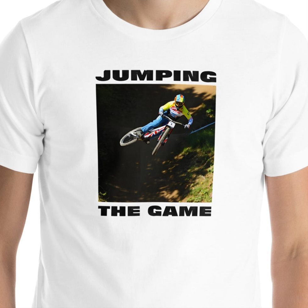 Men's jumping the game mountain bike style t-shirt