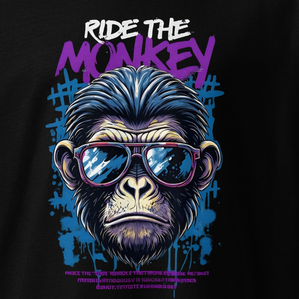 Oversized twin print Monkey Retro heavyweight t-shirt