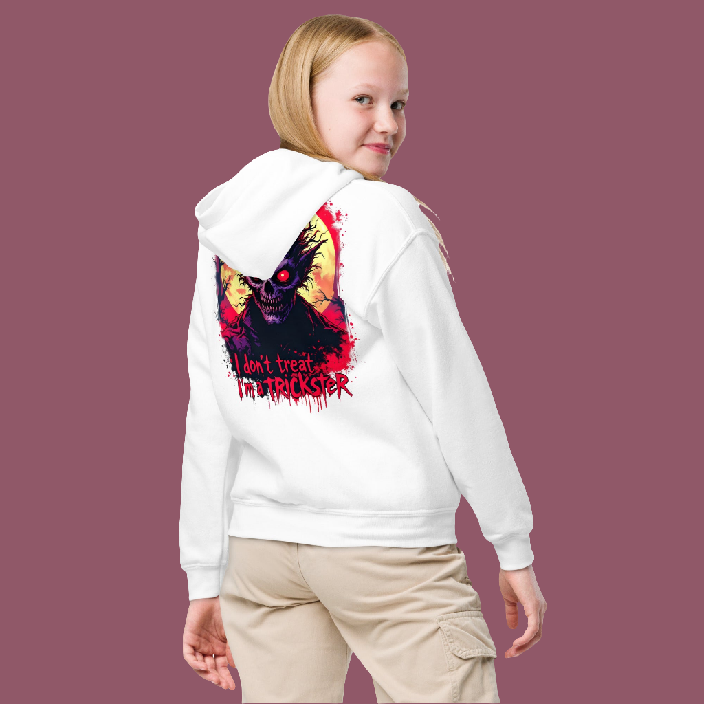Youth Halloween I'm a trickster heavy blend hoodie