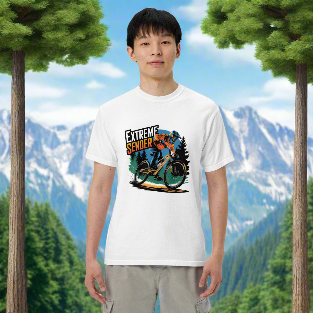 Unisex Extremes sender or sender in black garment-dyed heavyweight t-shirt