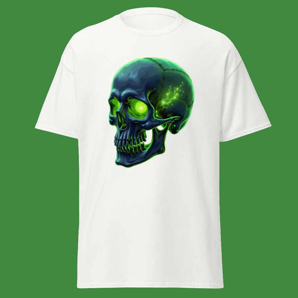 Unisex Fluorescent green crystal skull classic tee