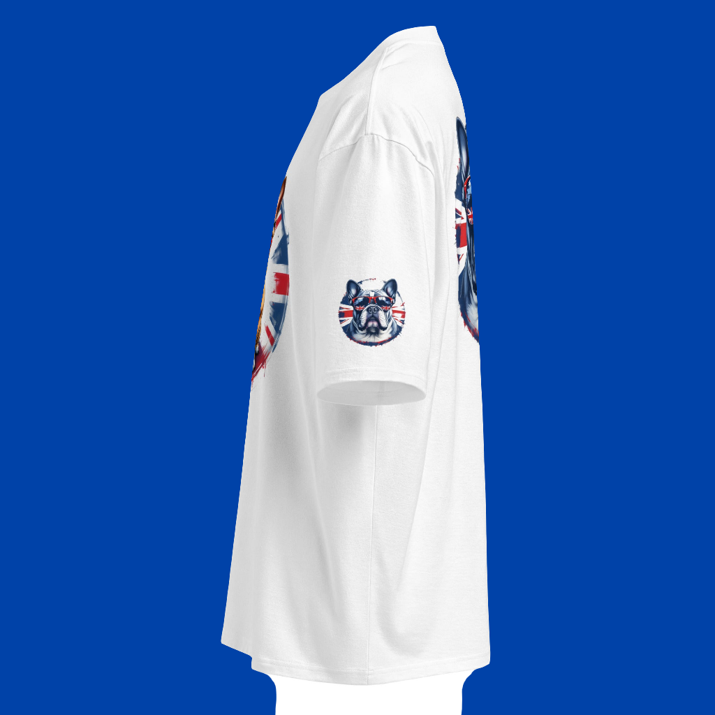 Oversized 3 Sided print British bulldog British flag heavyweight t-shirt