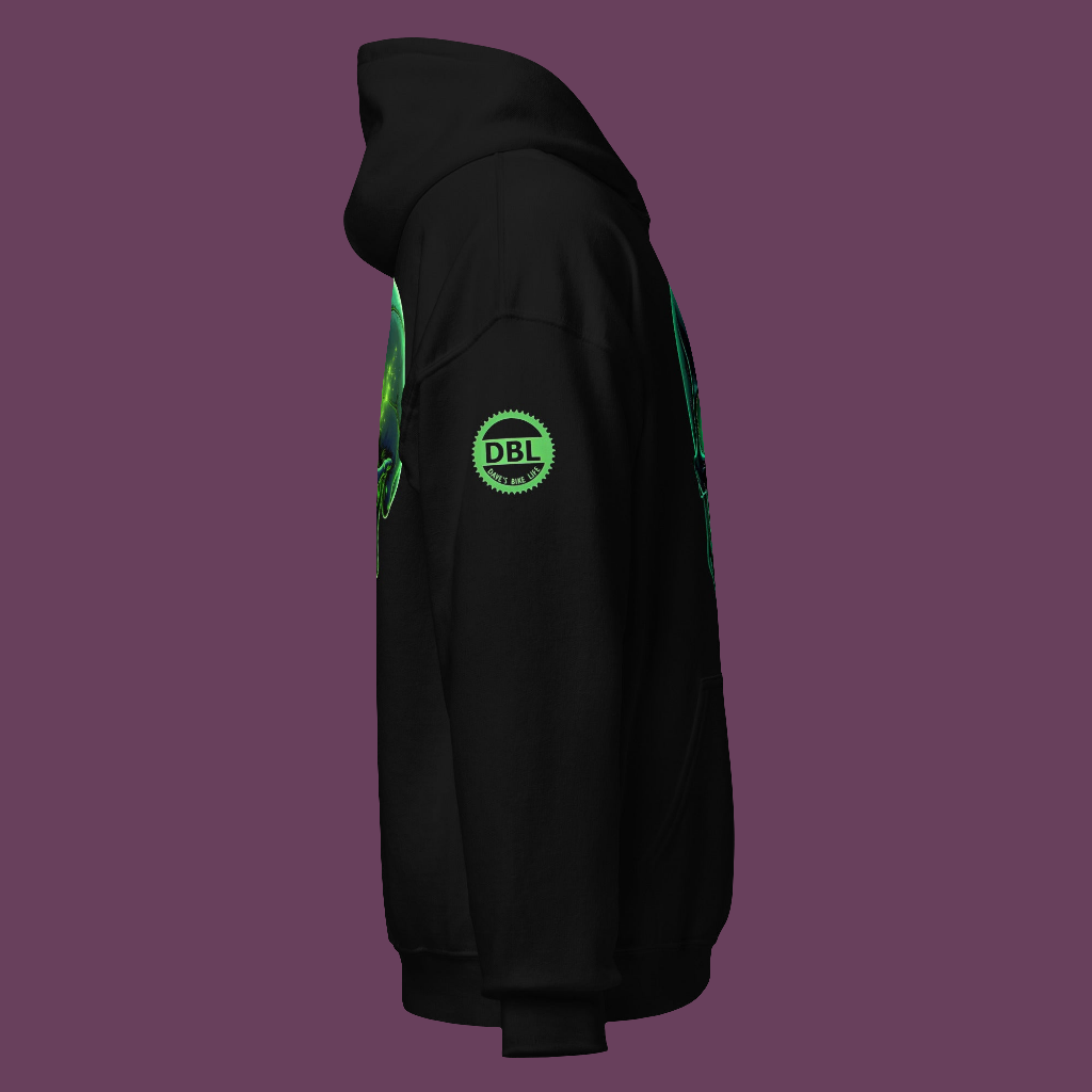 Men and women's crystal green skull Twin print Hoodie