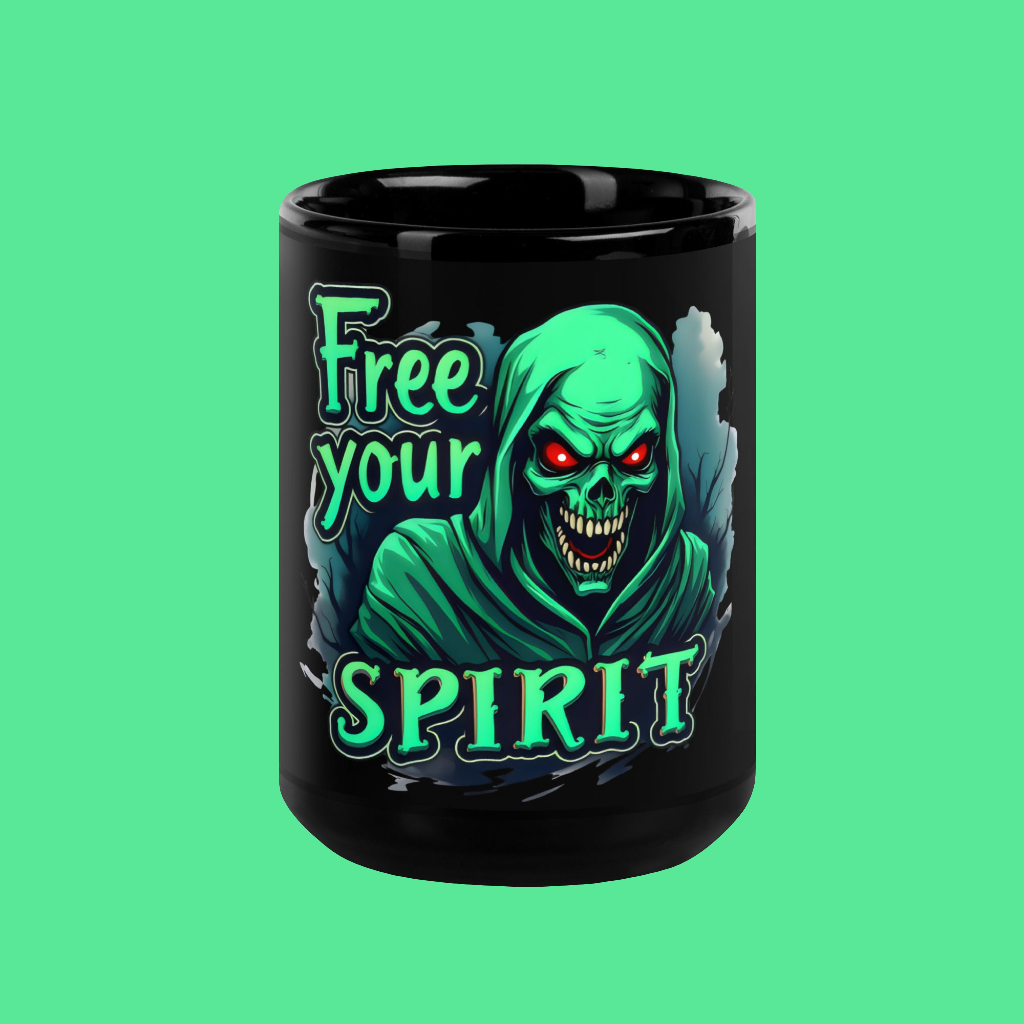 Black Glossy Mug Halloween free your spirit