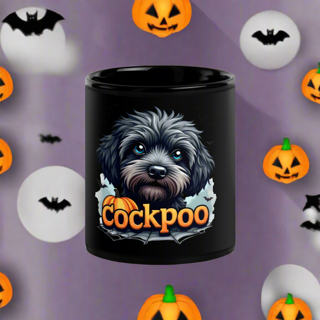 Halloween cockapoo dog Black Glossy Mug