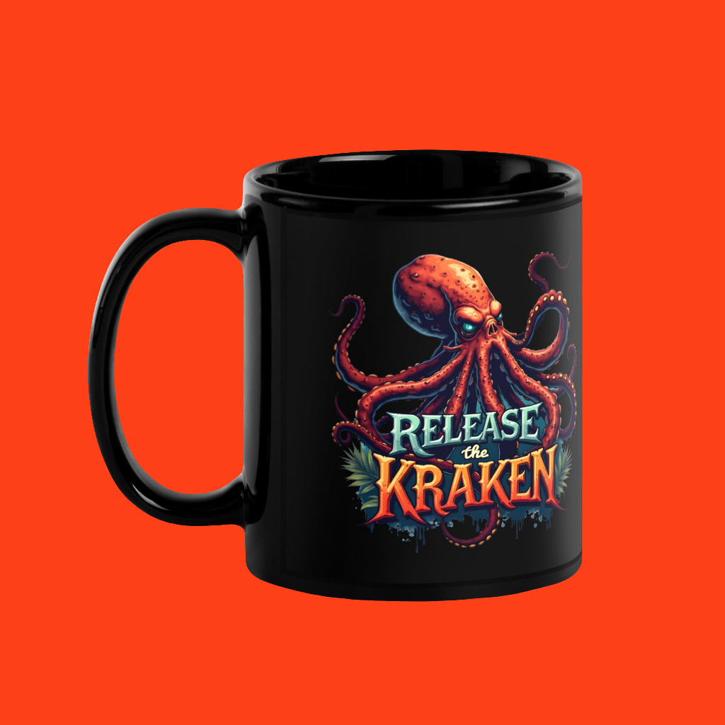 Black release the Kraken Glossy Mug