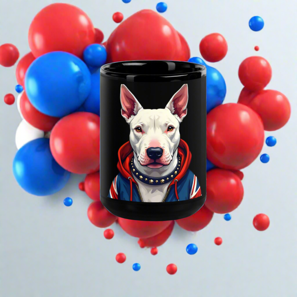 English white bull terrier black Glossy Mug