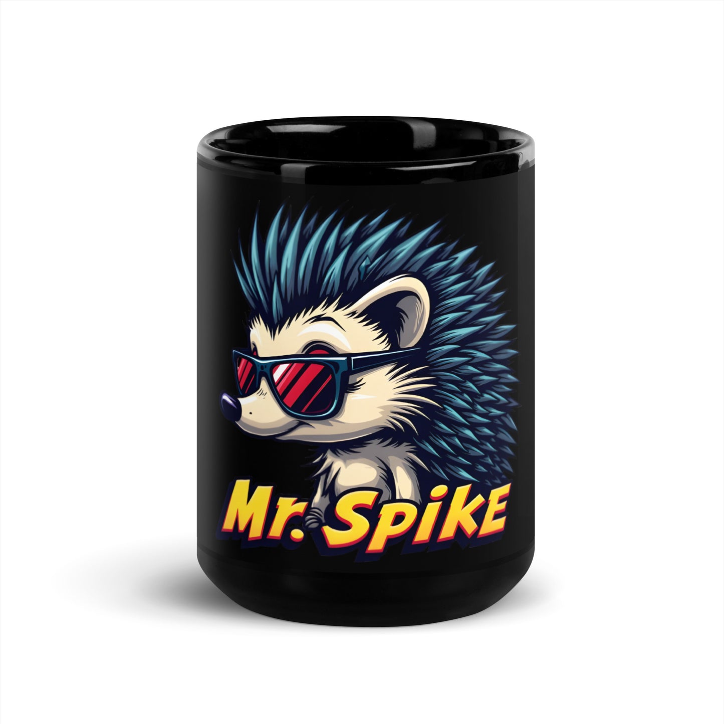 Hedgehog Mr spike Black Glossy Mug