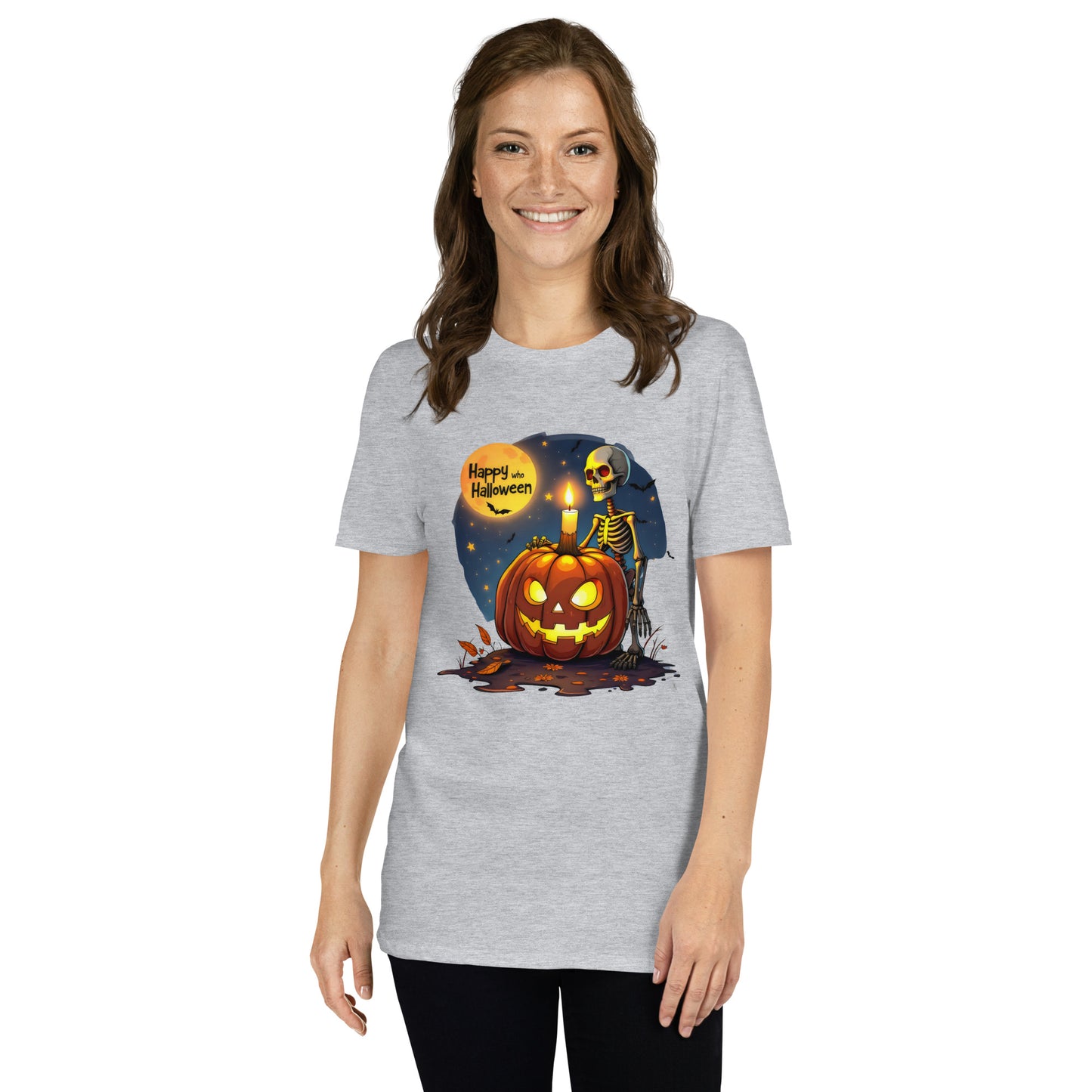 Short-Sleeve Happy Halloween Skeleton T-Shirt