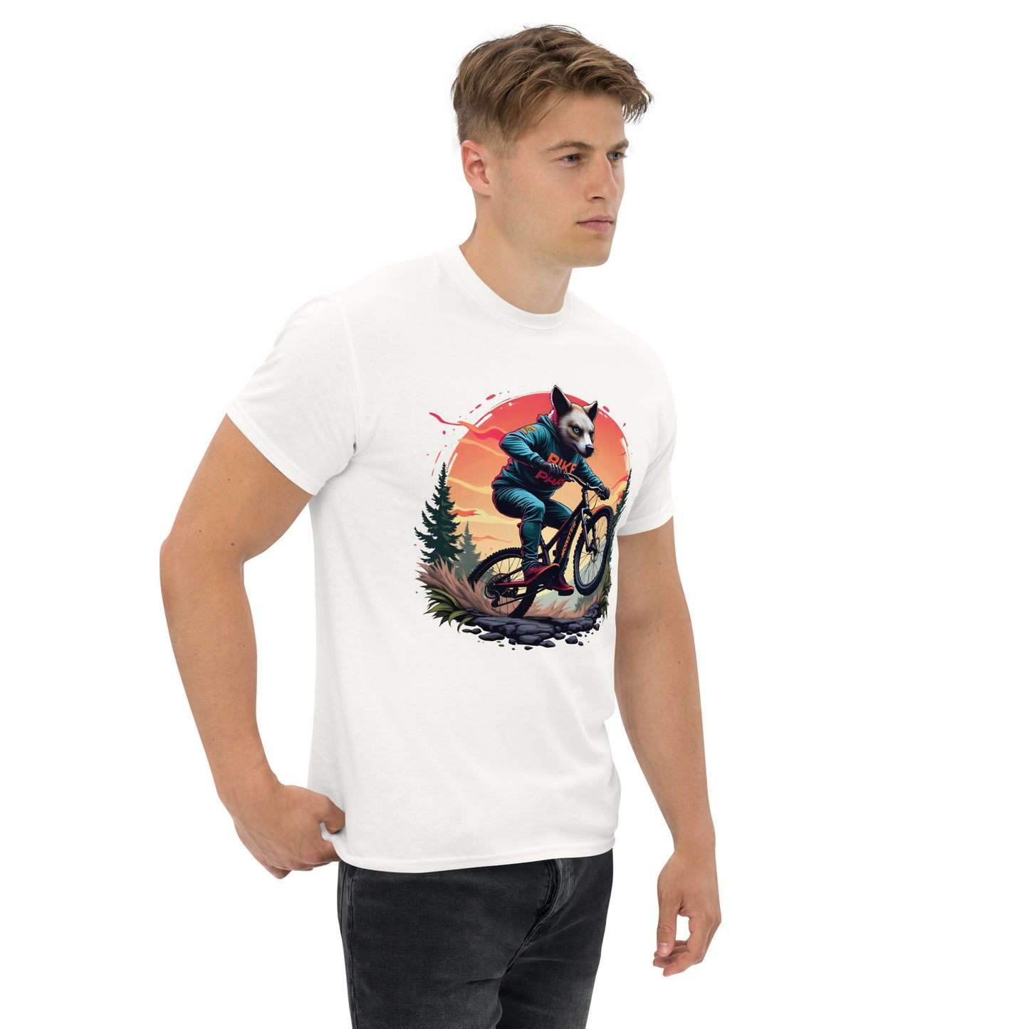 Unisex Print Wolf Rider Rear print text classic tee