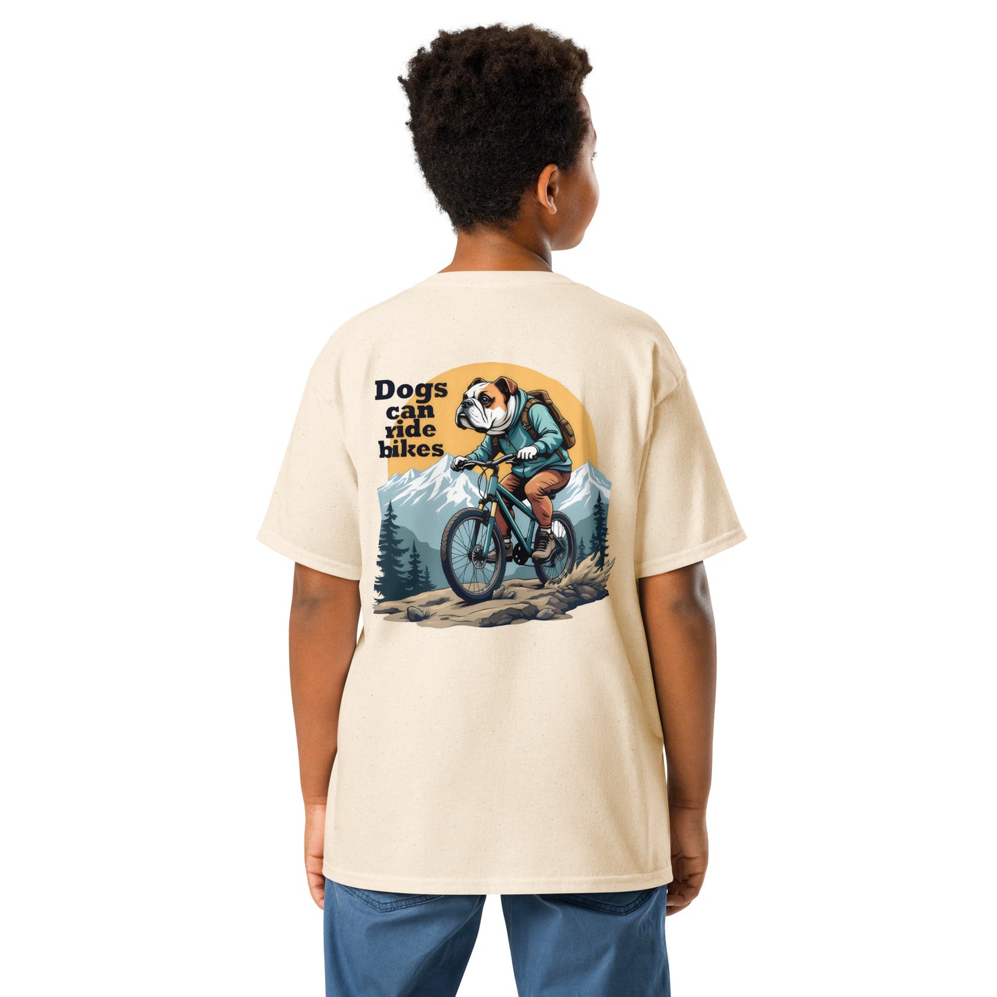 Youth Dogs can ride bikes classic tee