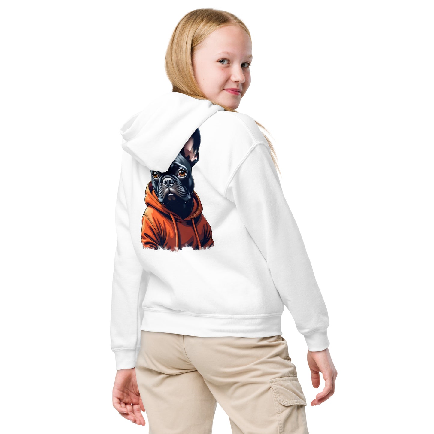 Youth Unisex Black French bulldog heavy blend hoodie