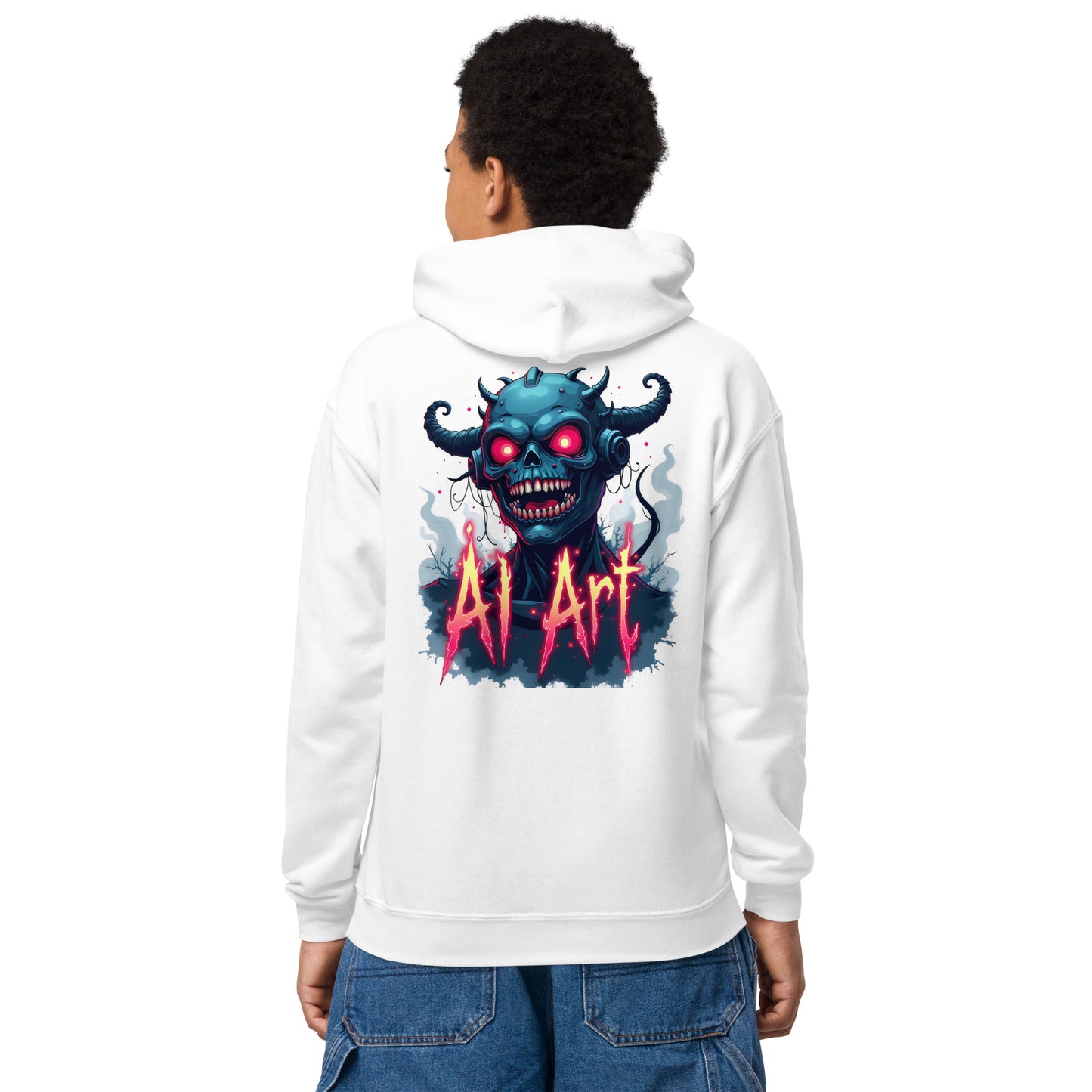 Youth Monster AI art heavy blend hoodie