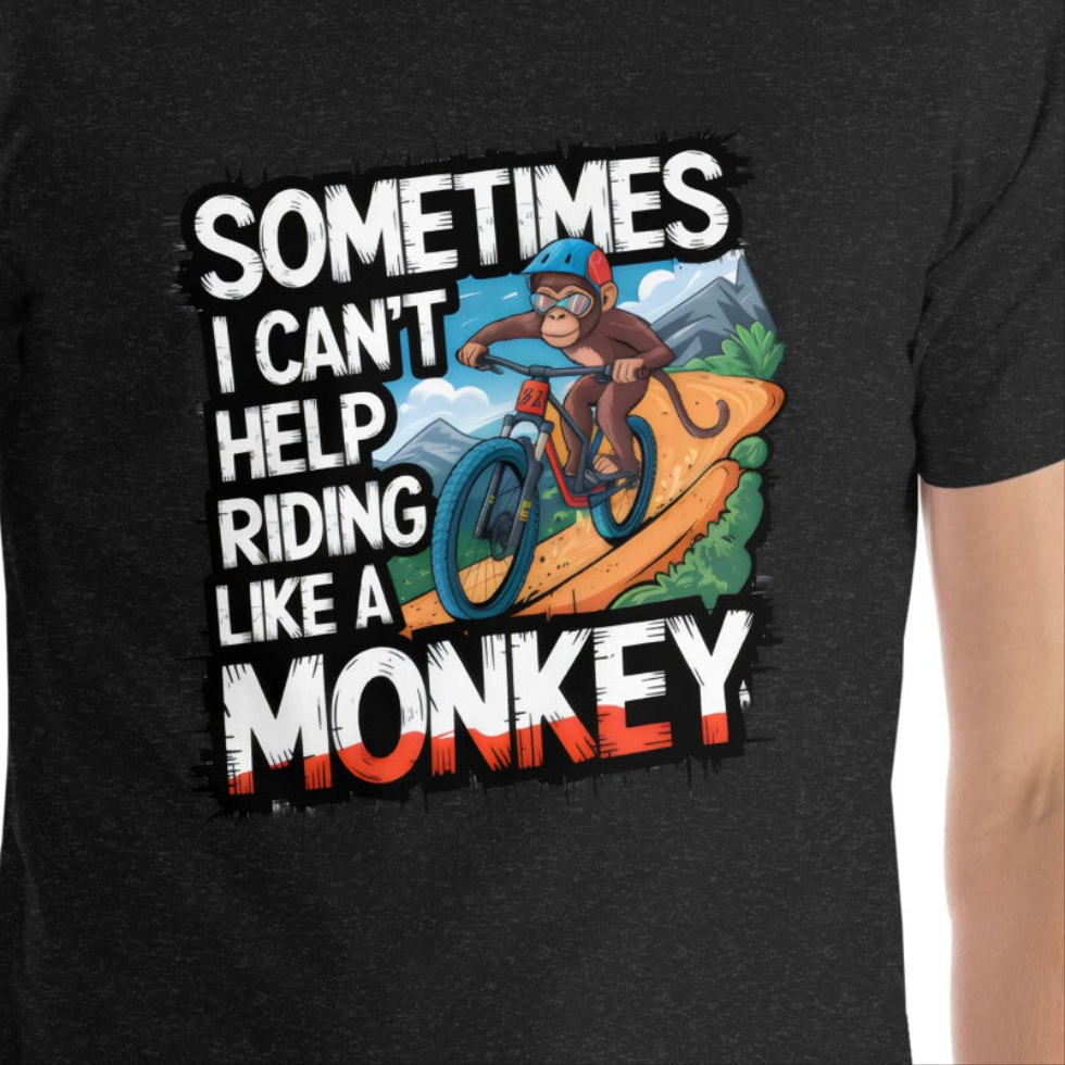 Unisex Riding like a Monkey Cartoon mtb style t-shirt