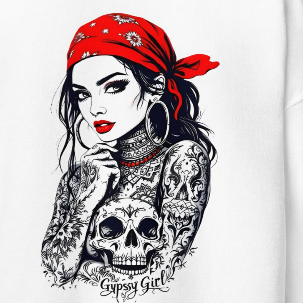 Unisex Skull sleeve tattoos Gypsy girl Hoodie