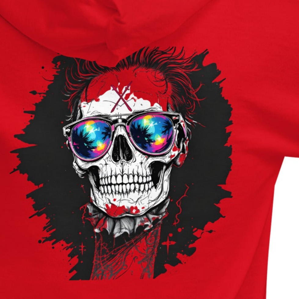 Unisex Twin print Skull rd gap sender Hoodie
