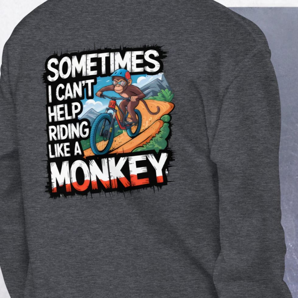 Unisex Riding like a Monkey Cartoon style Premium Hoodie