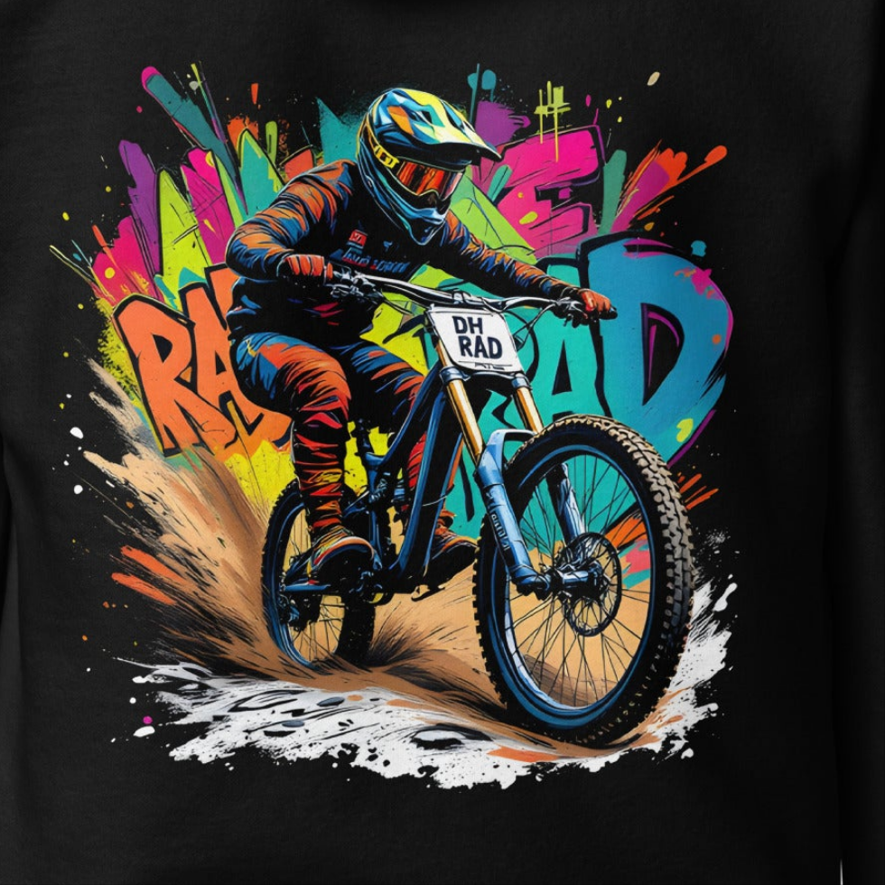 Unisex Graffiti style downhill mountain biker Hoodie