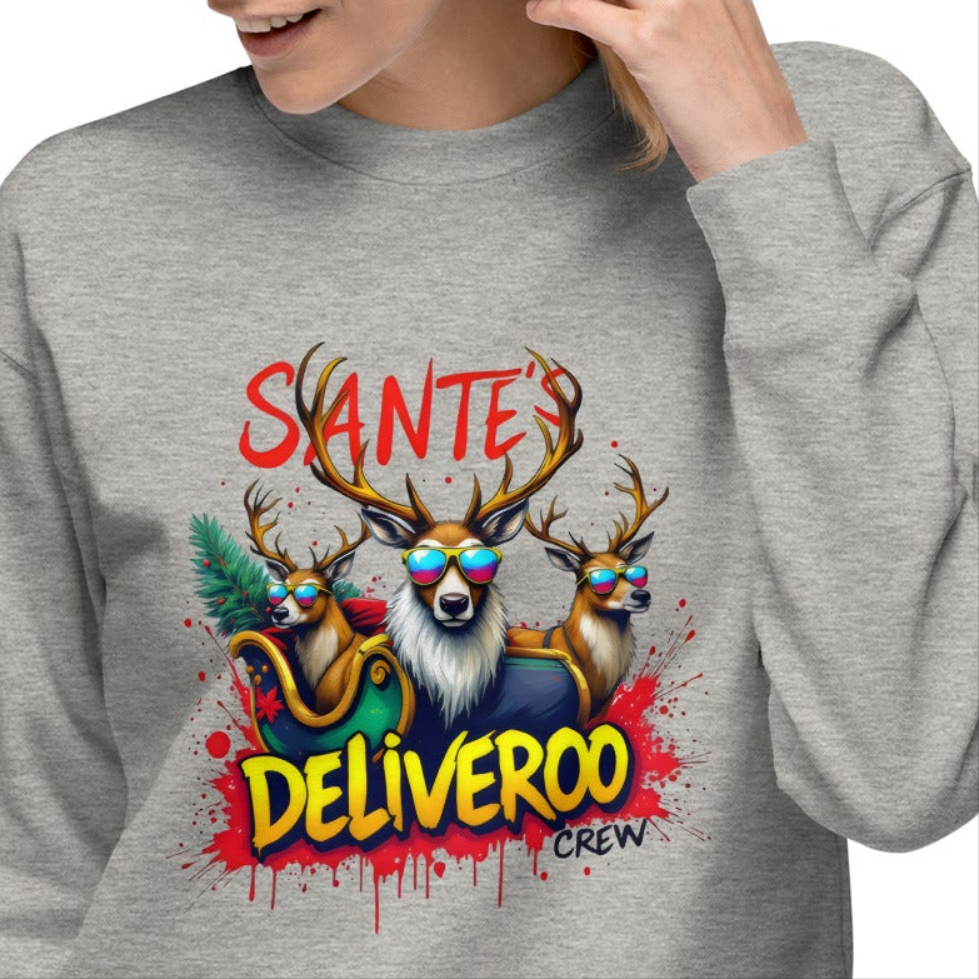 Unisex Santa's Deliveroo crew Christmas Premium Sweatshirt