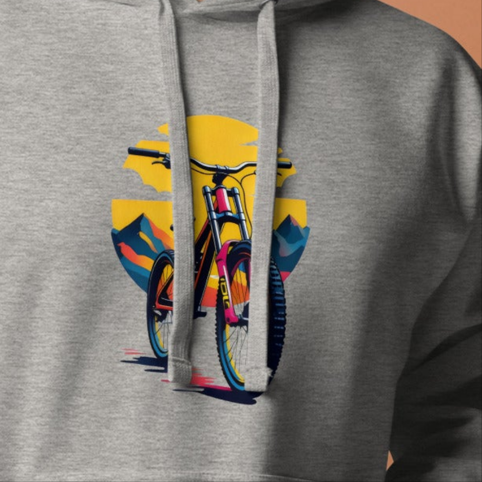 Unisex sunset MTB front and back Printed Hoodie