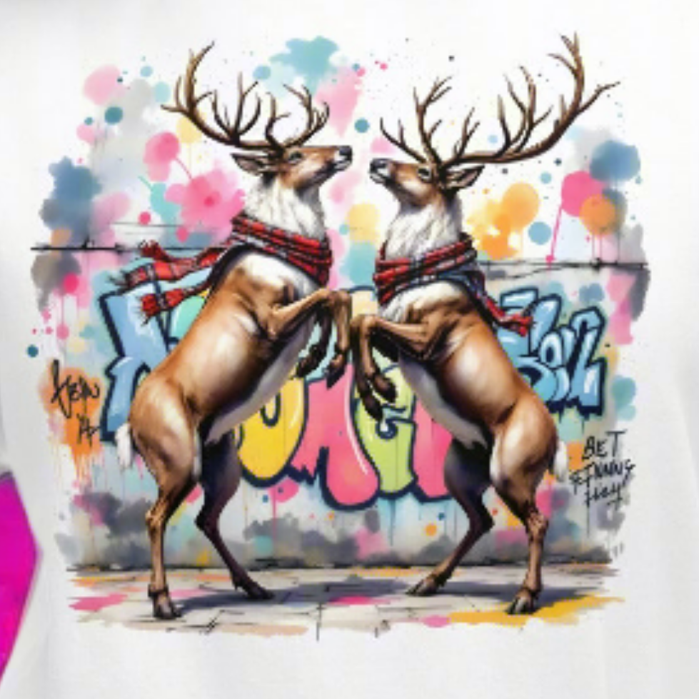 Unisex Christmas Rearing reindeer Premium Hoodie