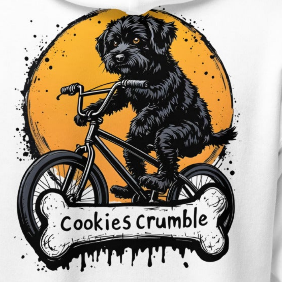 Youth Cockapoo riding BMX Cookies heavy blend hoodie