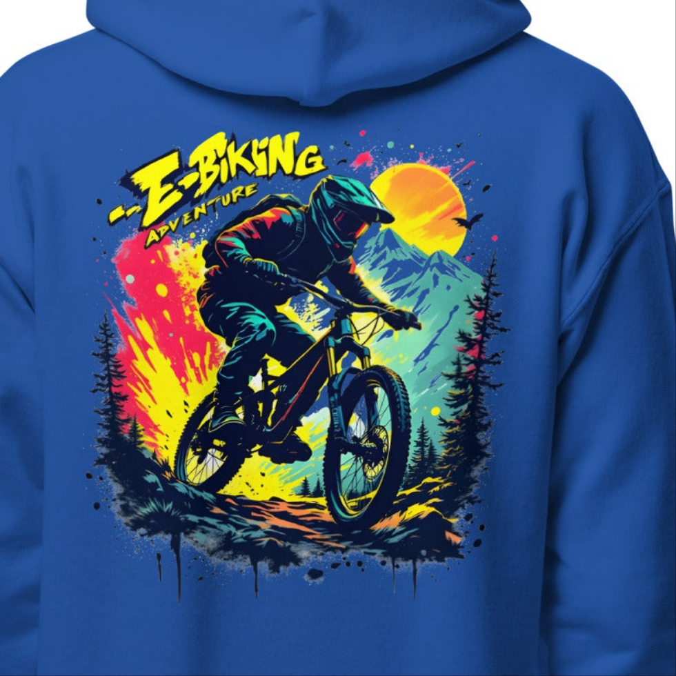 Youth Unisex E-bike adventure graffiti style heavy blend hoodie