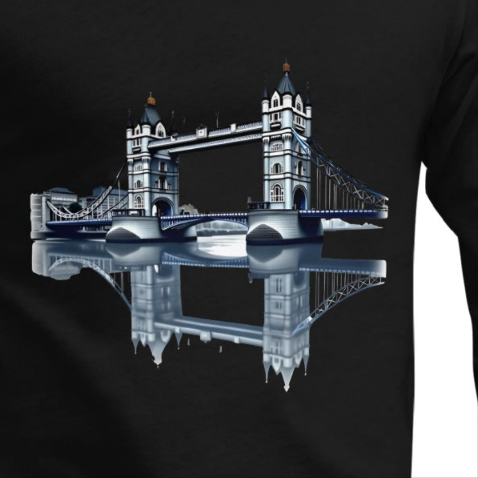 Unisex Long Twin print London mirrored & graffiti style Sleeve Tee
