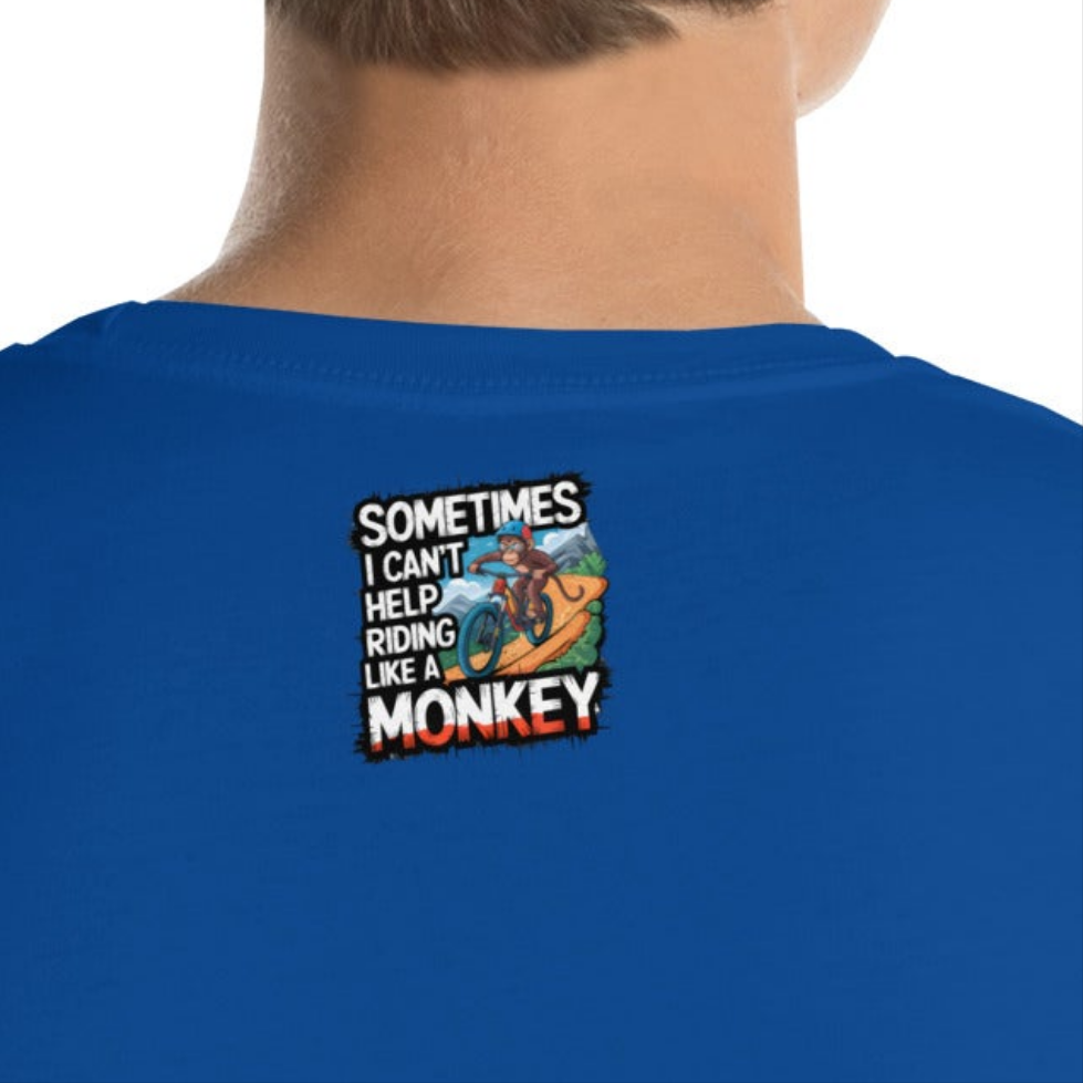 Unisex Riding like a Monkey Cartoon mtb style t-shirt